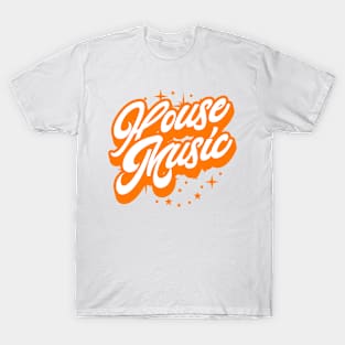 HOUSE MUSIC  - Signature And Stars (white/orange) T-Shirt